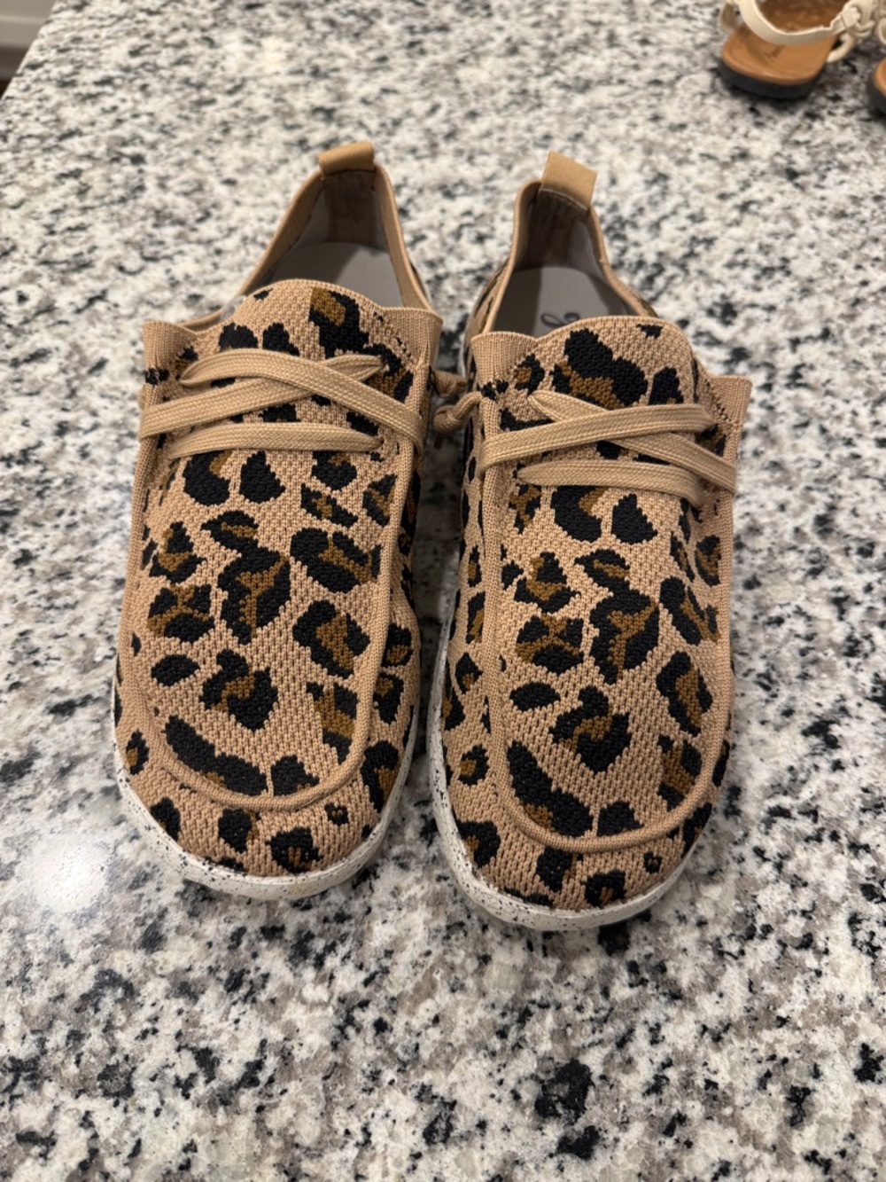 Gypsy Jazz Women’s Leopard Knit Slip-On Sneakers - Tan/Black